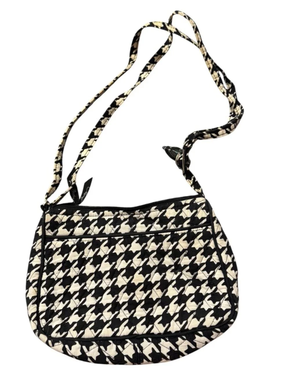 Vera Bradley Black White Houndstooth Quilted Crossbody Bag Purse